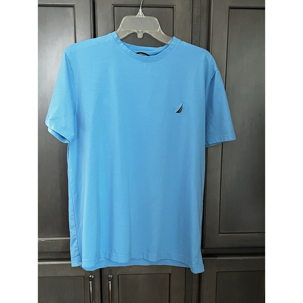 Nautica Blue Men's Performance T-Shirt Large 95% Cotton Embroidered Logo